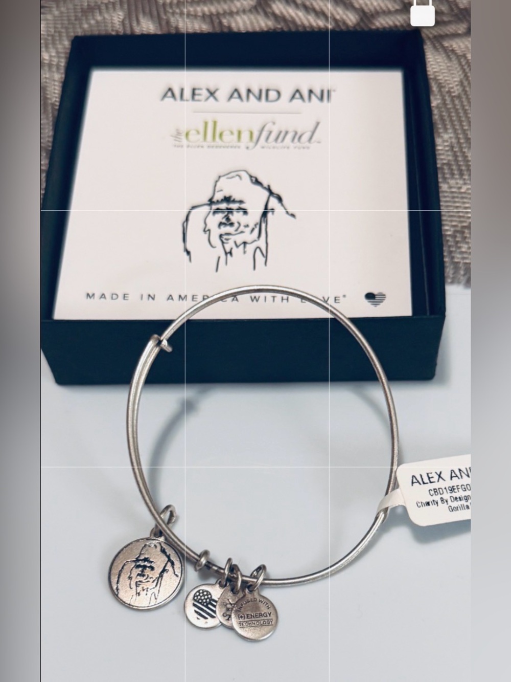 Alex and Ani Silver Tone Gorillas Charity Charm Bracelet